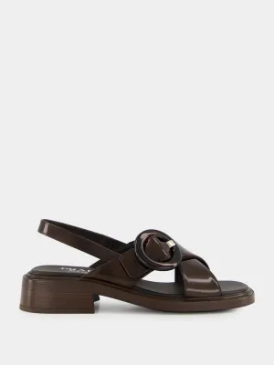 Sienna Brown Brushed Leather Sandals with Buckle
