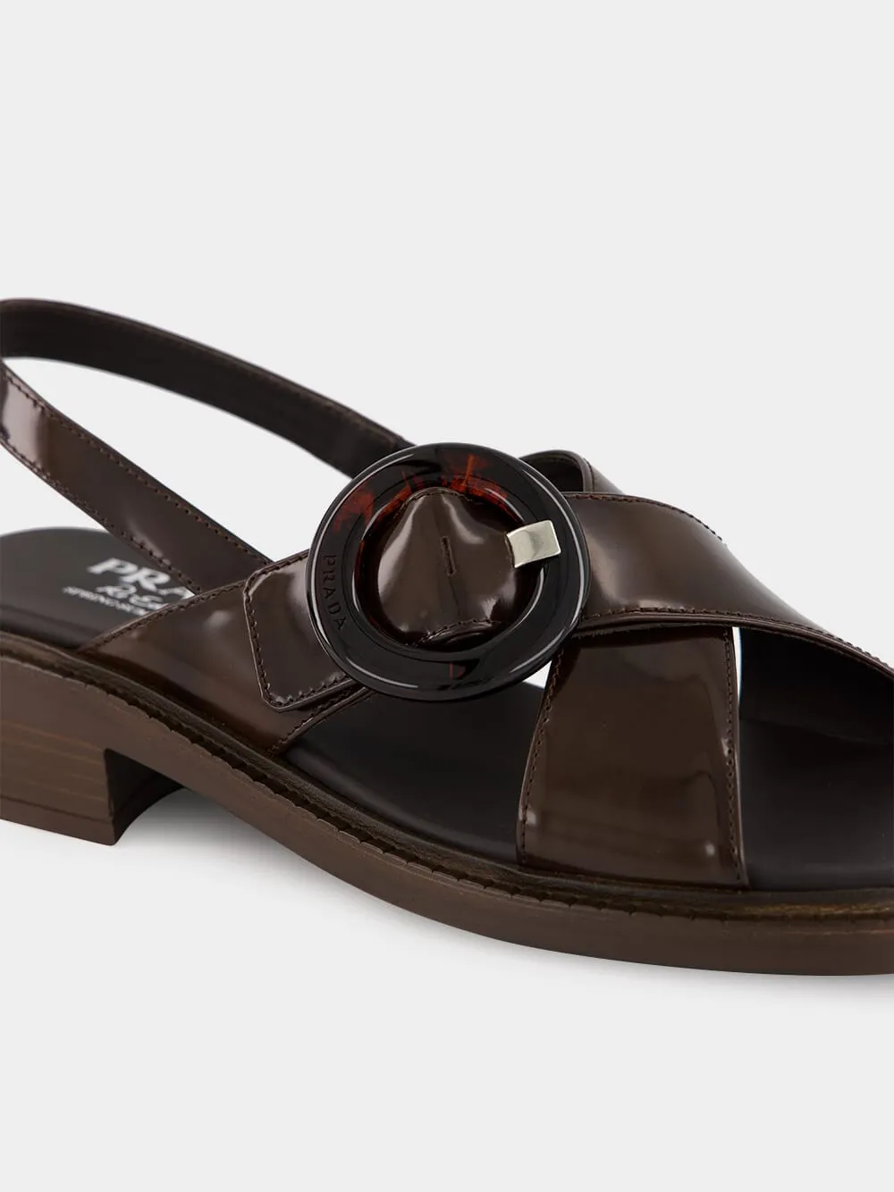 Sienna Brown Brushed Leather Sandals with Buckle