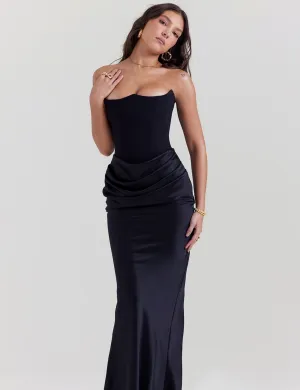 Strapless Maxi Dress – Satin Skirt – Elegant Evening Look