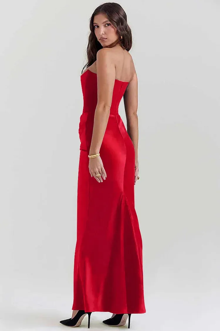 Strapless Maxi Dress – Satin Skirt – Elegant Evening Look
