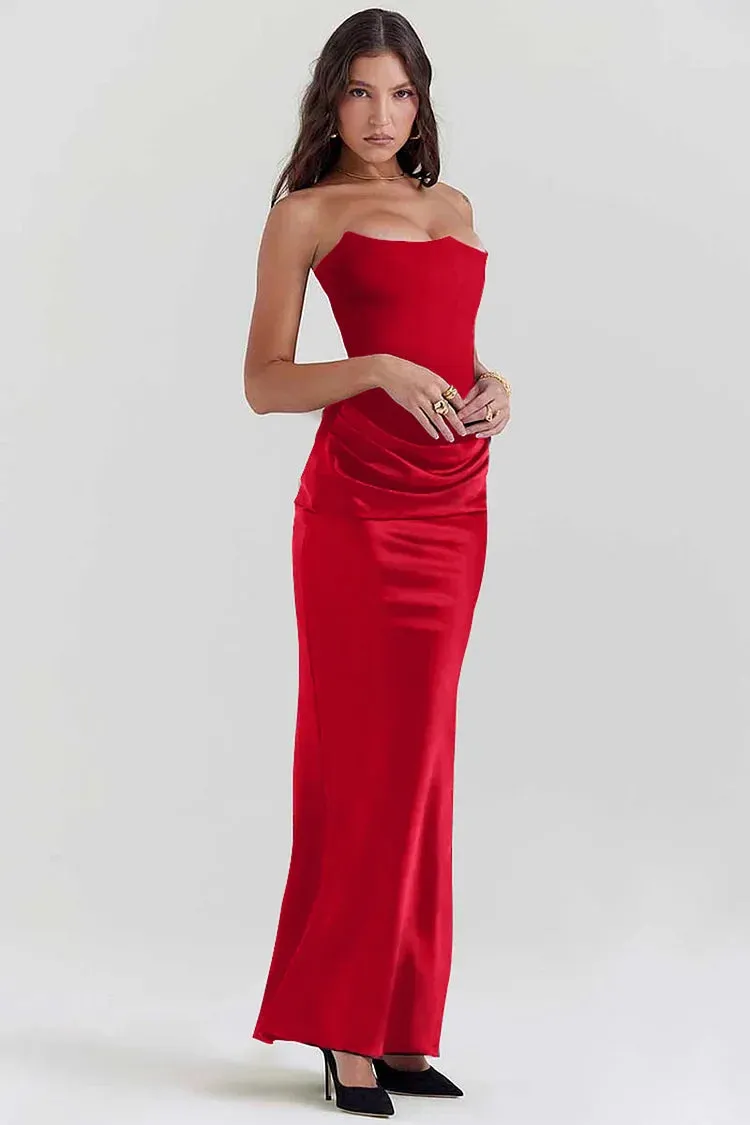 Strapless Maxi Dress – Satin Skirt – Elegant Evening Look