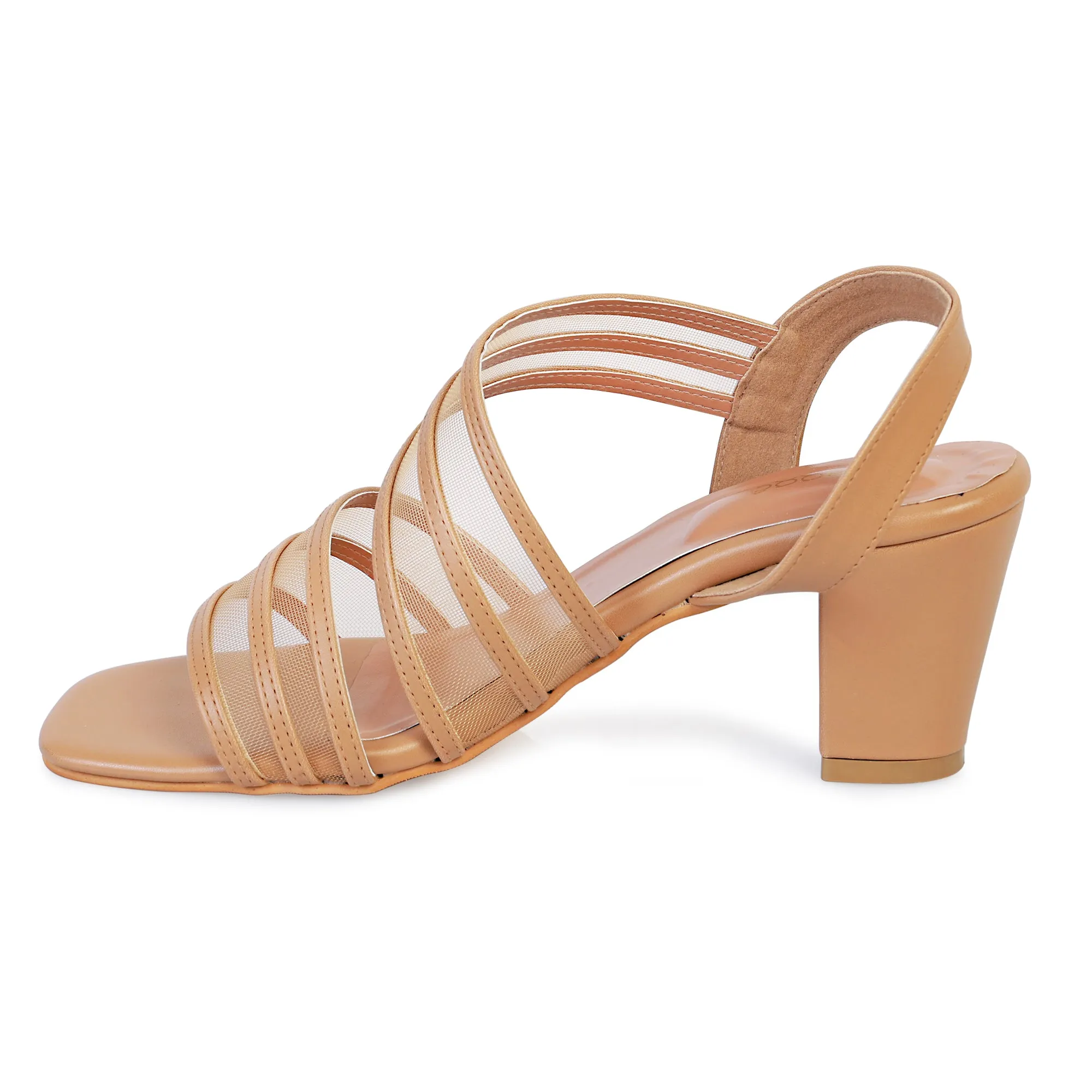 Strappy mesh Beige heels