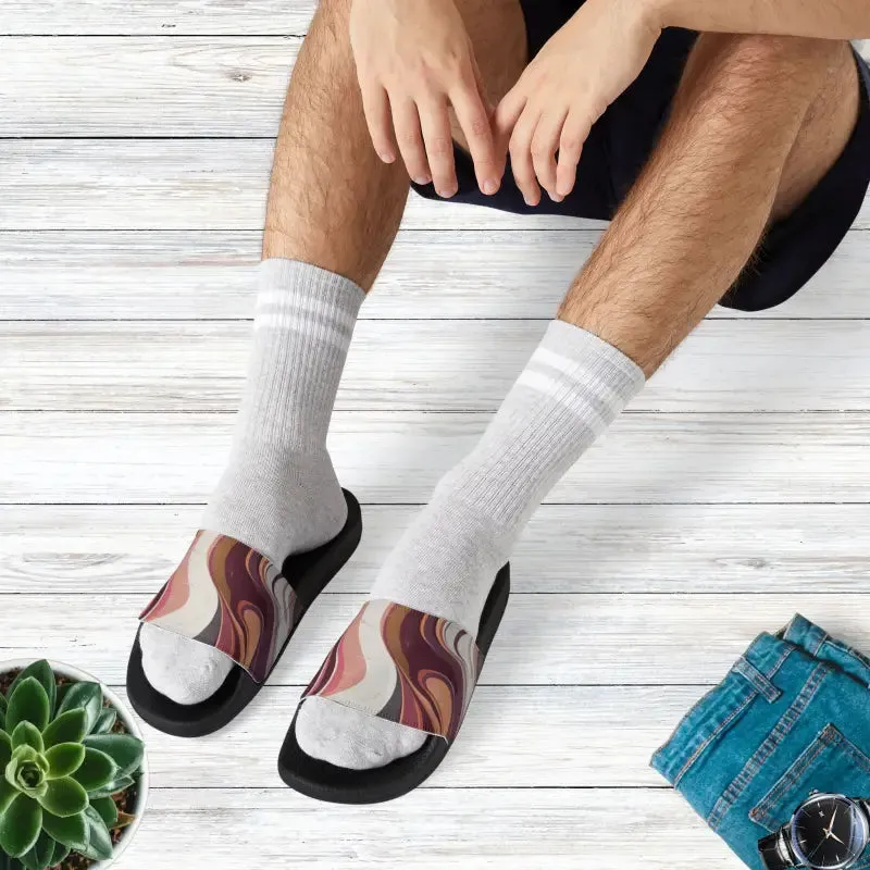 Stylish Mens Red Marble Pattern Strap Sandals