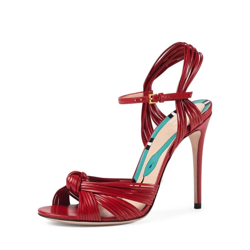 Summer New Show High Heel Sandals with Gold Braided Ribbon Wedding Banquet Thin Heel Large Fish Mouth Women's Shoes