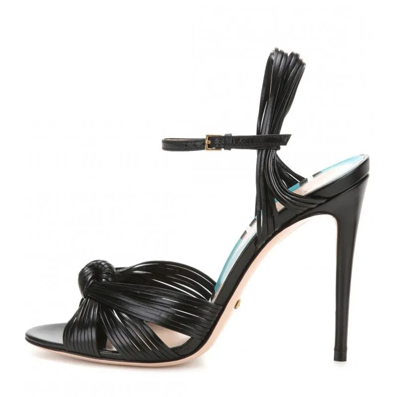Summer New Show High Heel Sandals with Gold Braided Ribbon Wedding Banquet Thin Heel Large Fish Mouth Women's Shoes