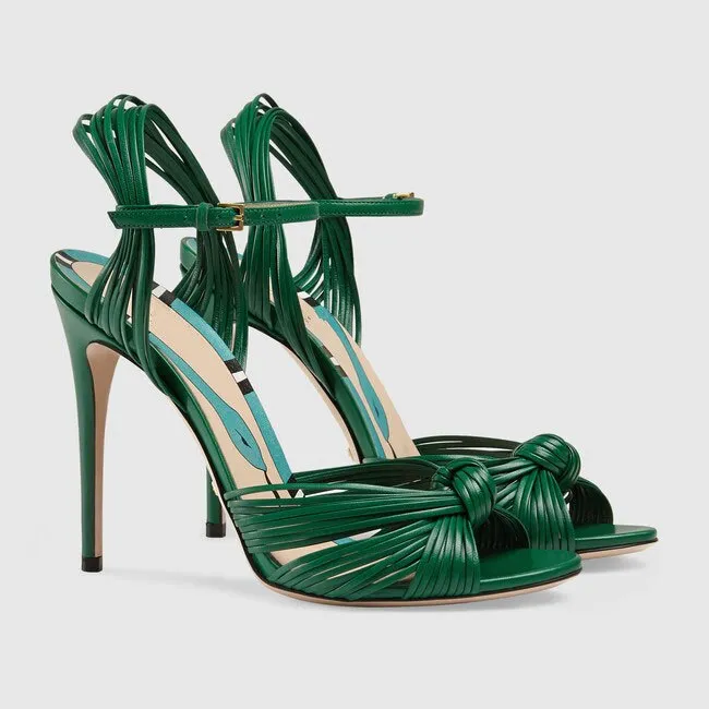Summer New Show High Heel Sandals with Gold Braided Ribbon Wedding Banquet Thin Heel Large Fish Mouth Women's Shoes