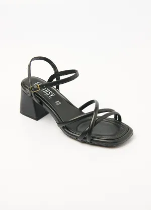 Thin strap sandals with square heel