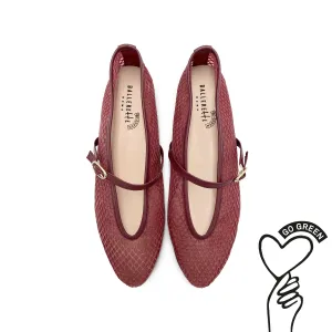 TT GO GREEN Collection - Plum Transparent Mesh Ballet Flats in ECO Recycled Fabric with Strap