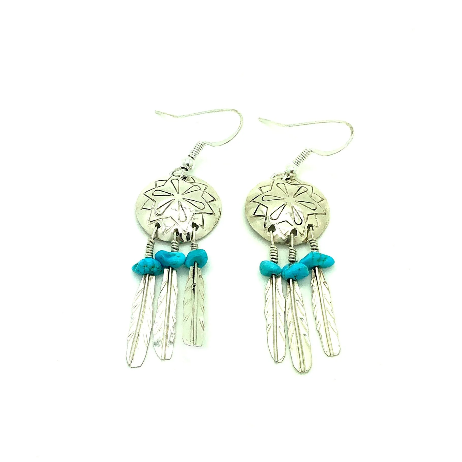 Turquoise & Feather Earrings