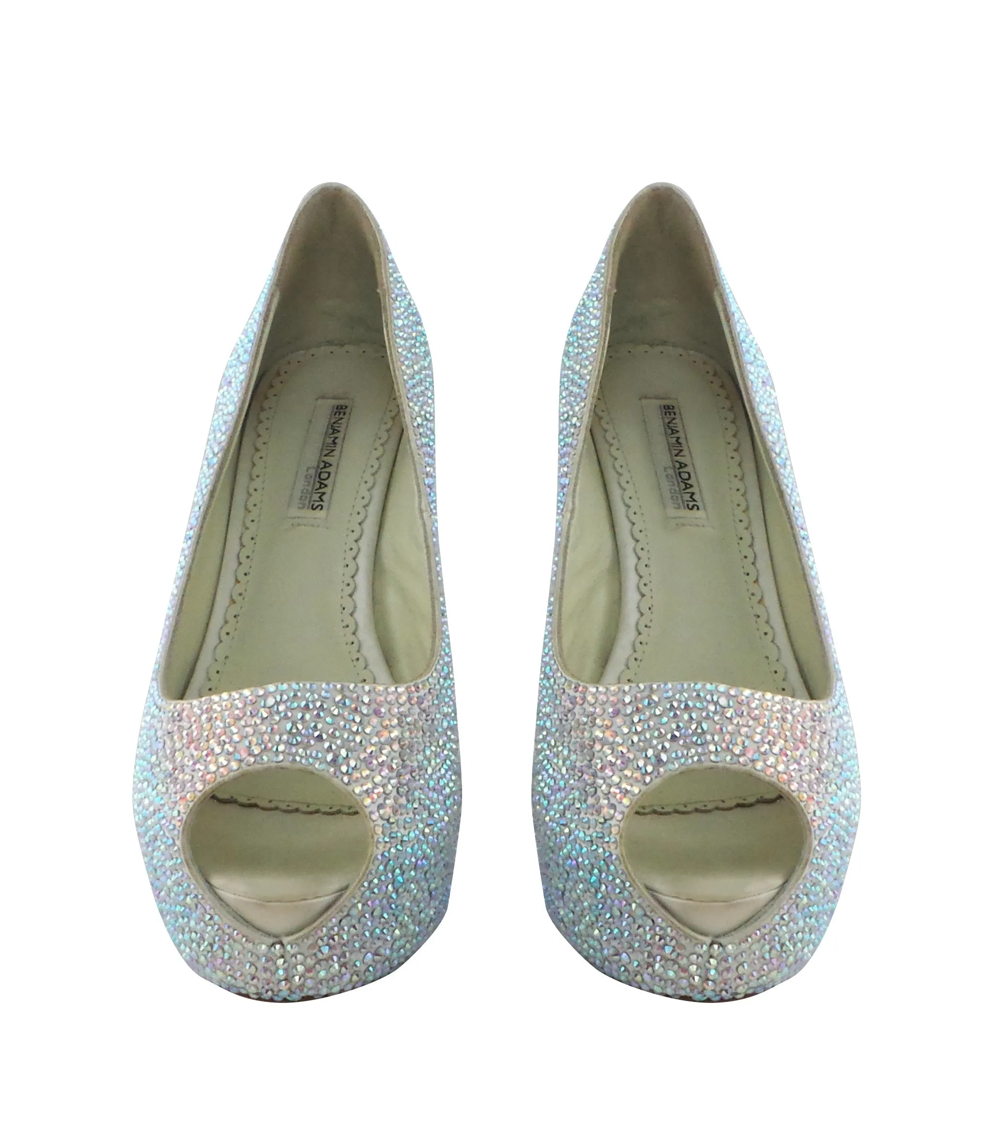 Tyra Jewel Encrusted Peep Toe Platforms