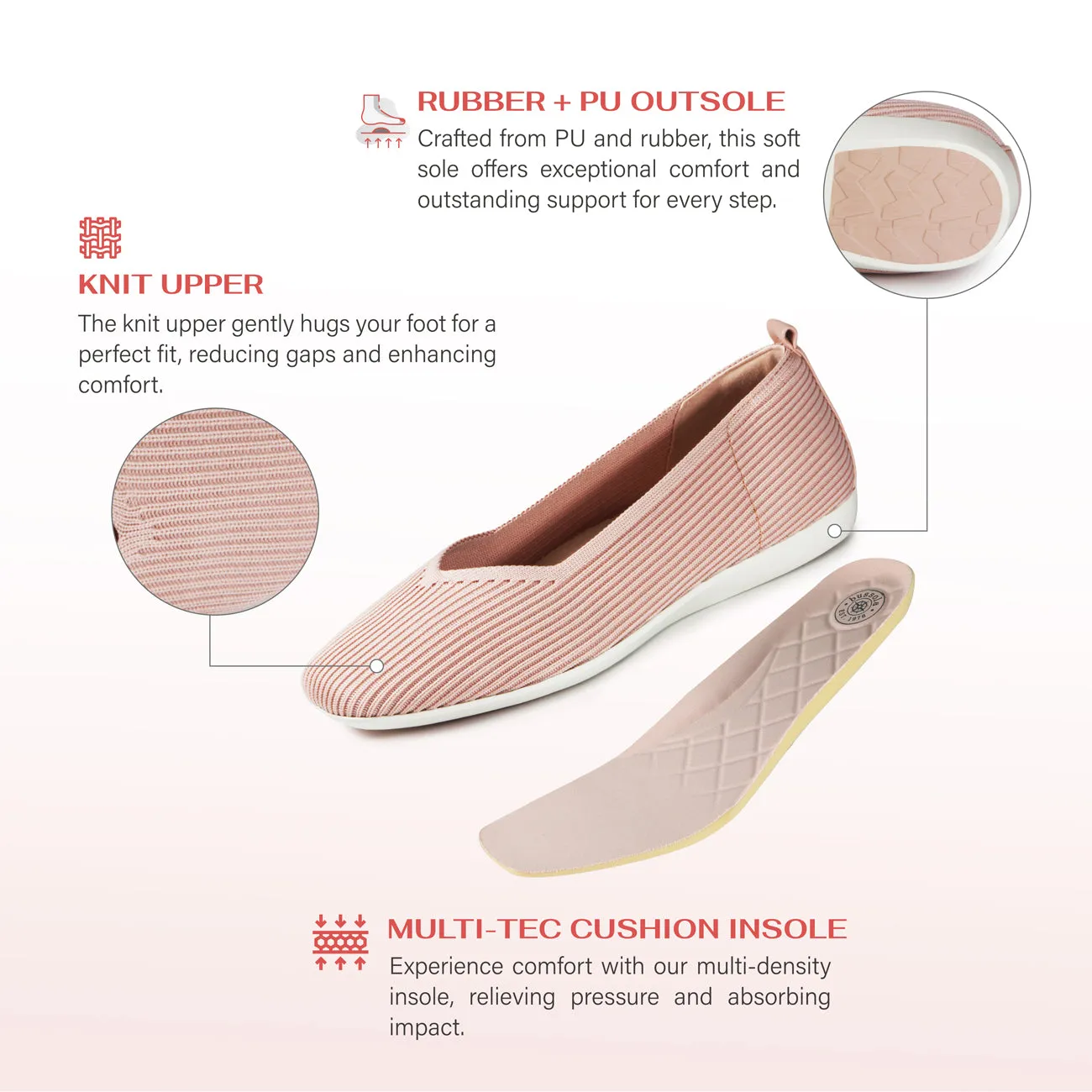 Vicenza Knit Ballet Flats (Rose)