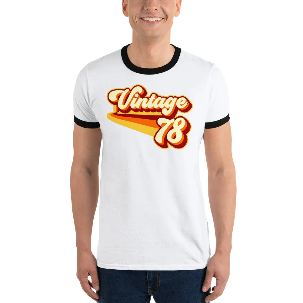 Vintage 1978 Warm Retro Lines Ringer T-Shirt