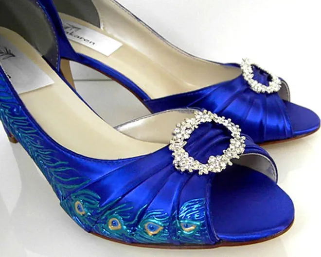 Vintage style bridal shoes in sapphire, Model "Milcah" - SOLD OUT