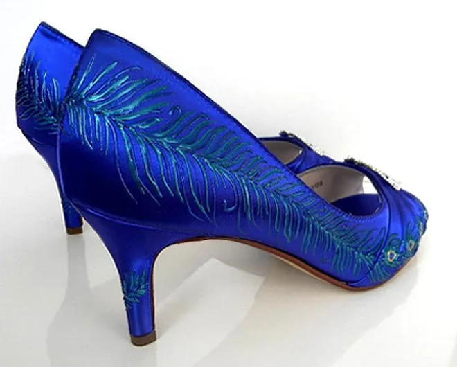 Vintage style bridal shoes in sapphire, Model "Milcah" - SOLD OUT