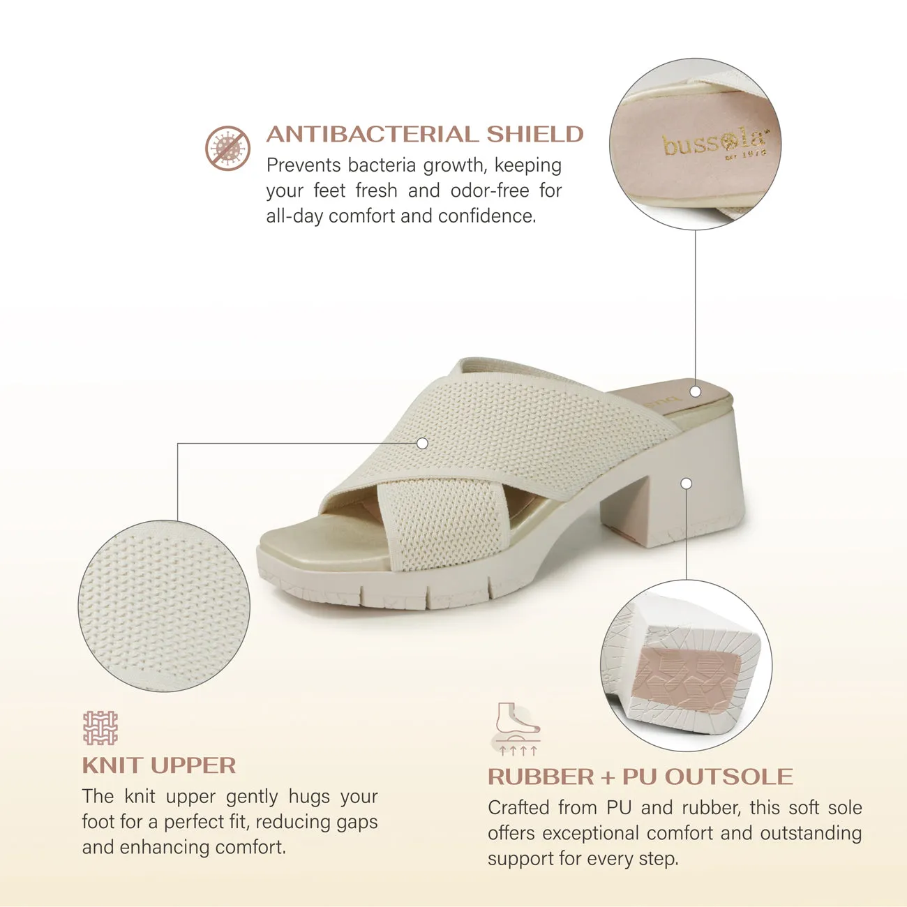 Volterra Cross Straps Heel Sandals (Chalk)