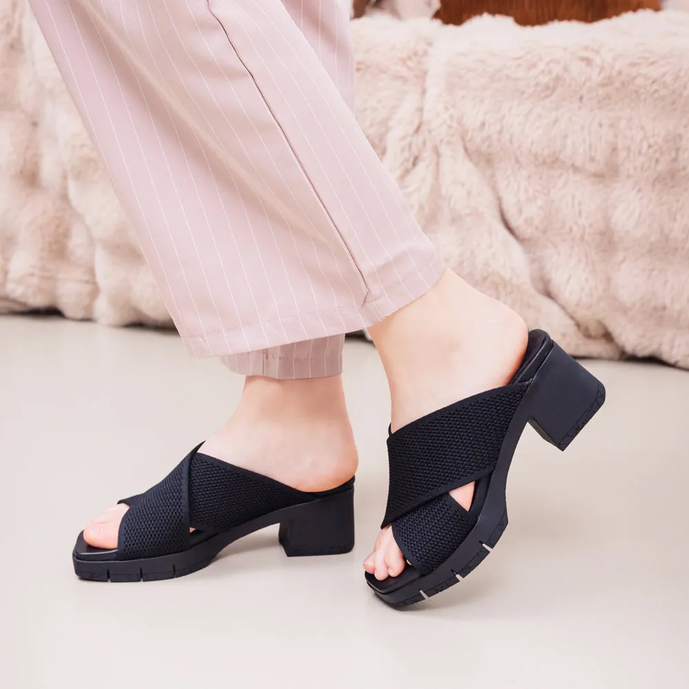 Volterra Cross Straps Heel Sandals (Nero)