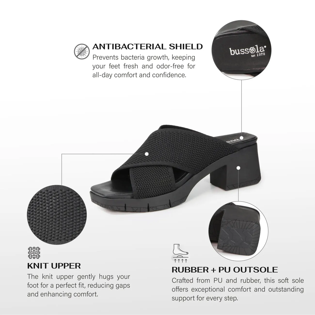 Volterra Cross Straps Heel Sandals (Nero)