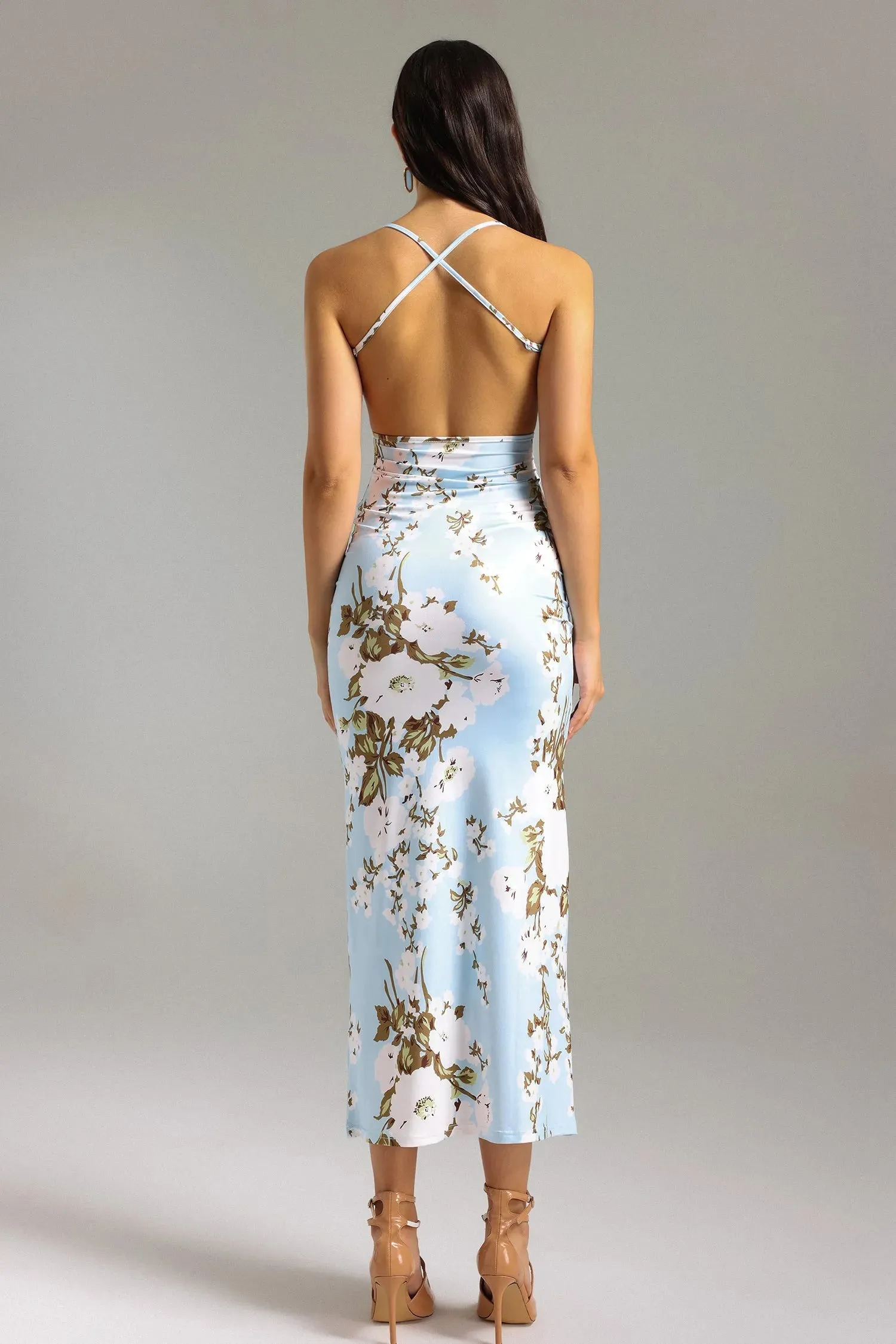 Waga Halter Printed Dress - Blue