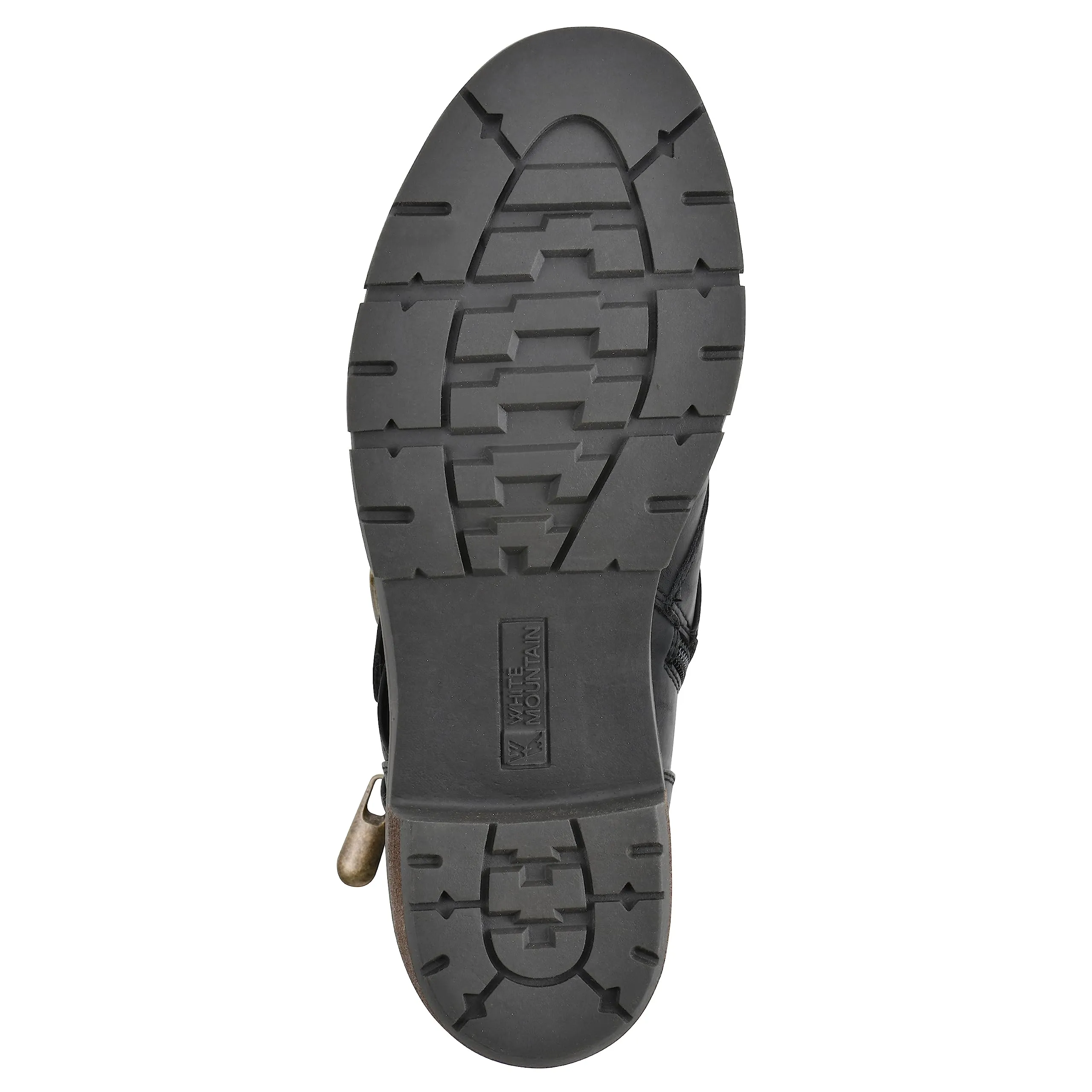 WHITE MOUNTAIN Women's Shoes Crank Block Heel Moto Boot, Black/Smooth, 8.5 M