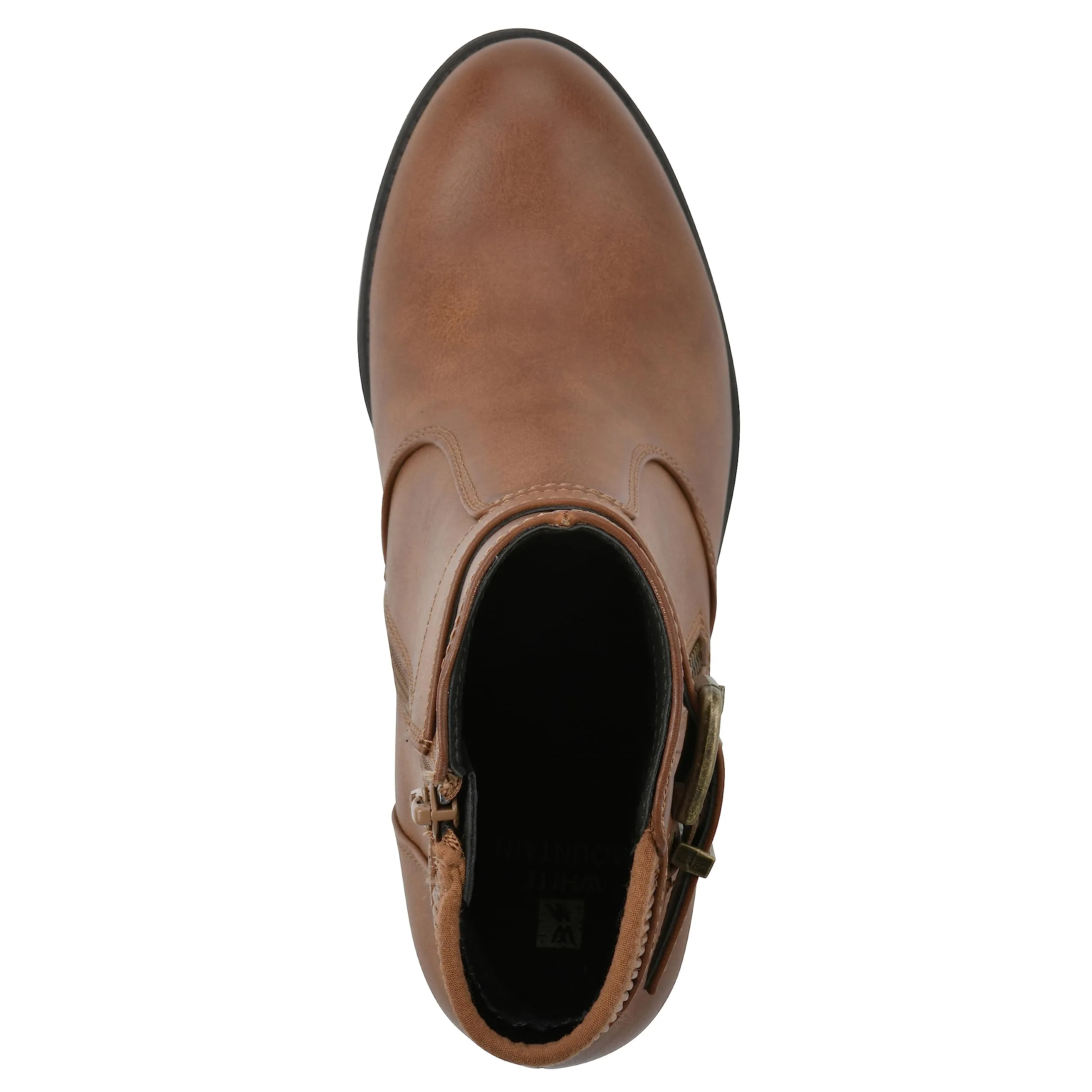 WHITE MOUNTAIN Women's Shoes Dessert Block Heel Bootie, Dk.Tan/Smooth, 6.5 M