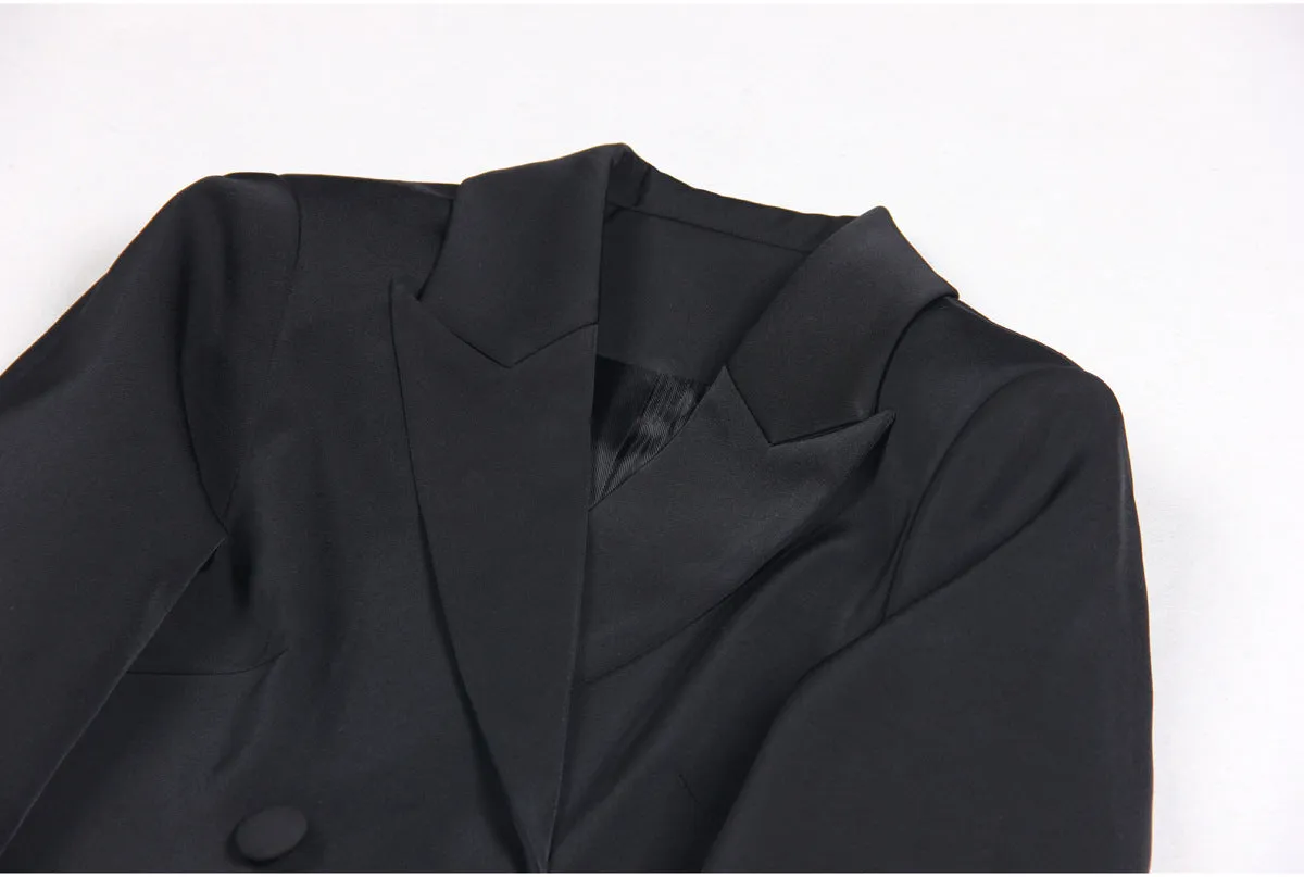 Whitney Feather Trim Cropped Blazer & Mini Skirt Set