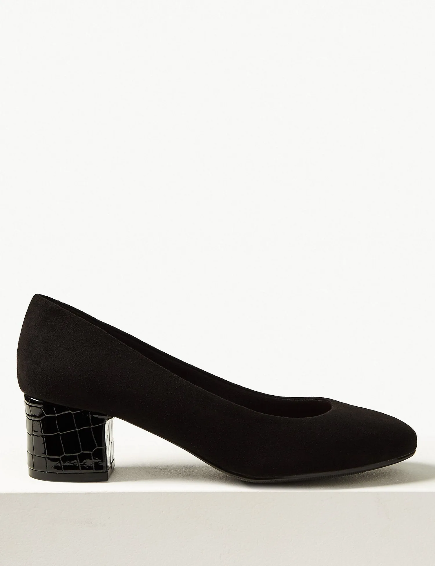 Wide Fit Block Heel Court Shoes