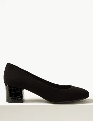 Wide Fit Block Heel Court Shoes