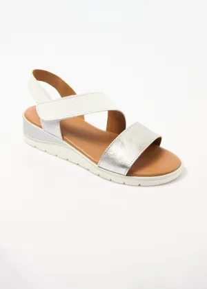 Wide width leather sandals with Velcro wedges