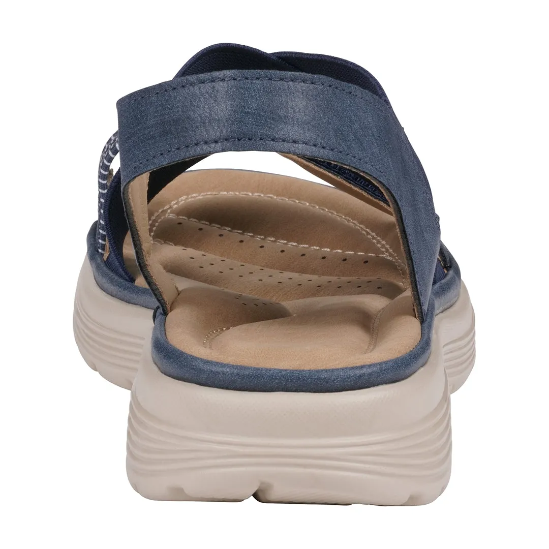 Women's Ariel Navy Elastic Comfort Flat Sandals