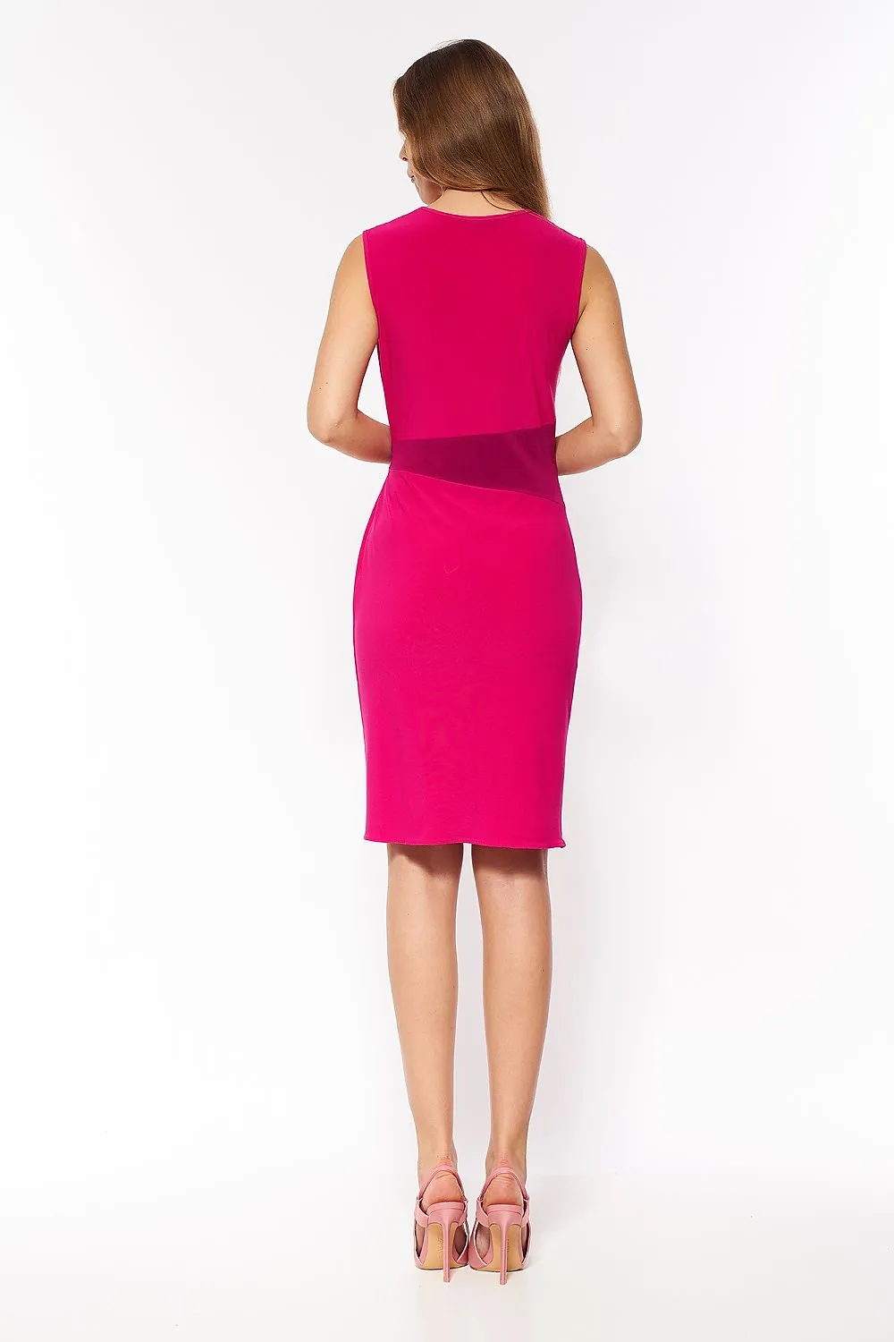 Women’s Pink Cocktail Dress Draped V-Neck Elegant Waist-Gathered Bodycon