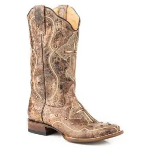 Women's Roper Pure Square Toe Boots Handcrafted Brown