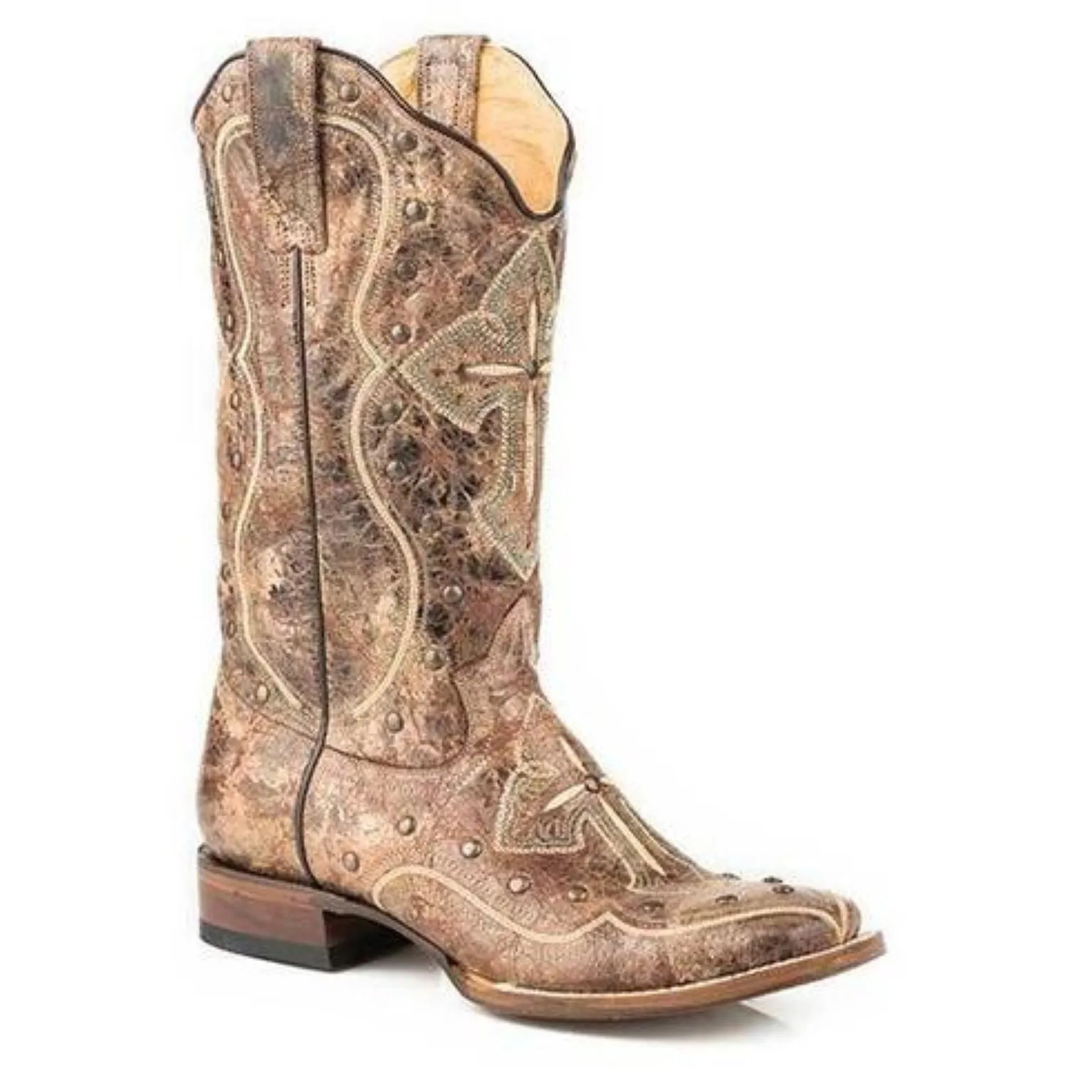 Women's Roper Pure Square Toe Boots Handcrafted Brown