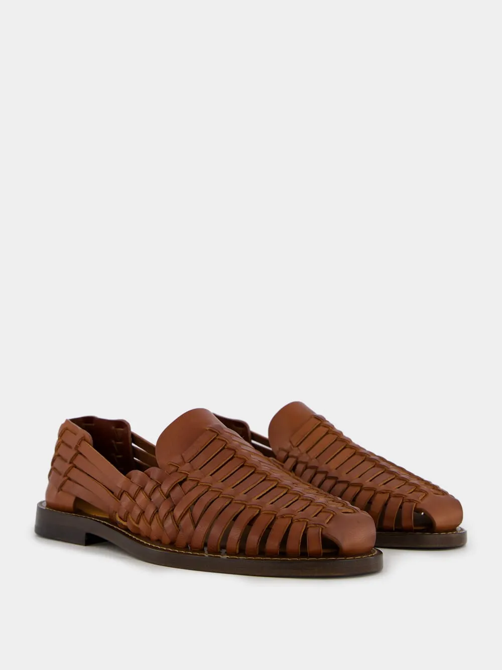 Woven Calfskin Loafer Sandals