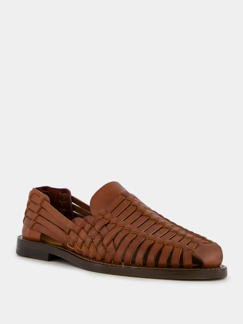 Woven Calfskin Loafer Sandals