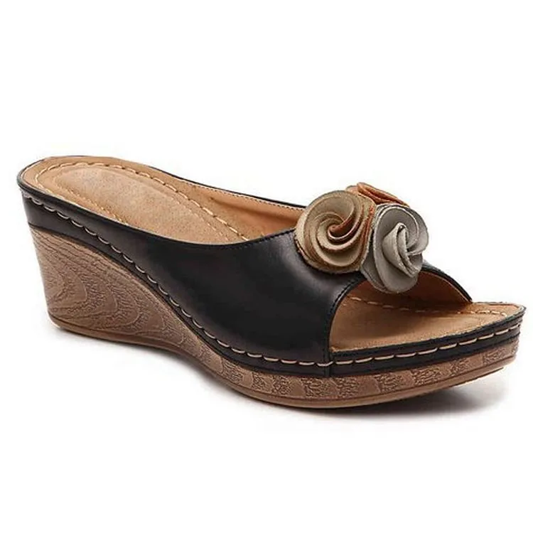 XYRIEL - ORTHOPEDIC LEATHER WEDGE SANDALS