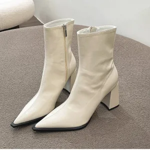 ZARA |  Pointed Toe Block Heel Ankle Boots